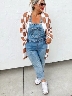 Cozy Open-Front Stripe Cardigan - Brown & White